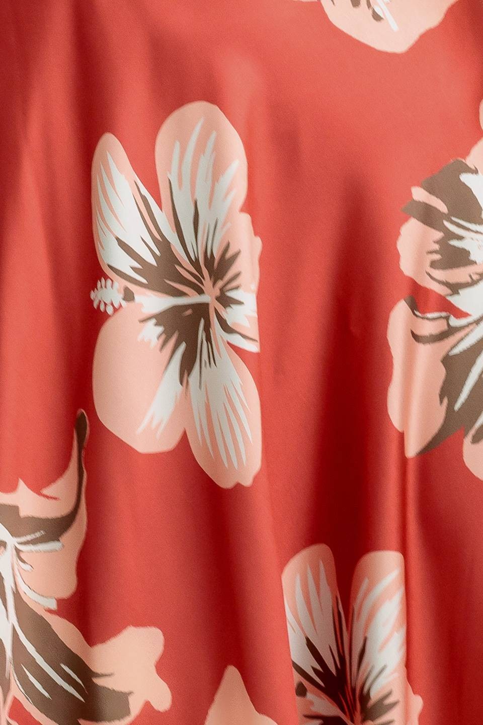 Terracotta Floral Print Halter Satin Midi Dress