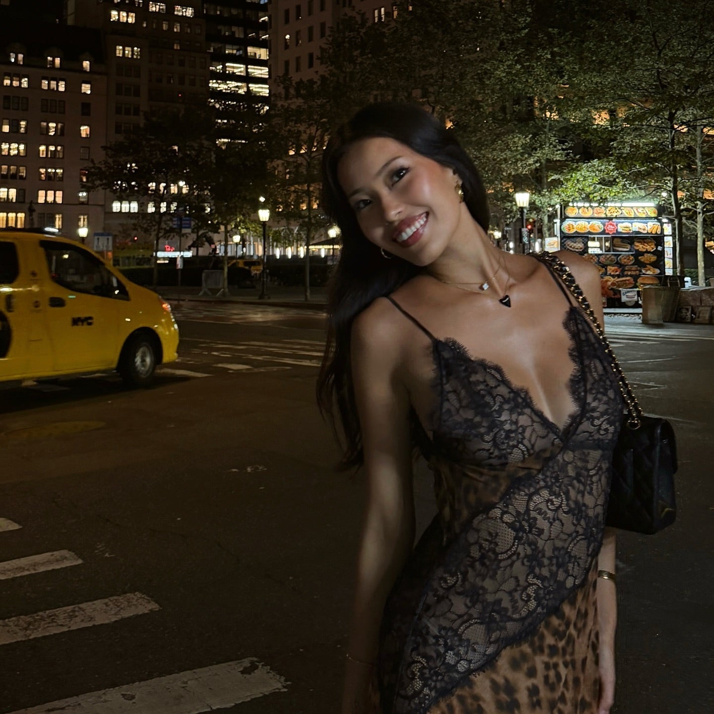 Leopard Lace Panel Sheer Bodycon Maxi Dress